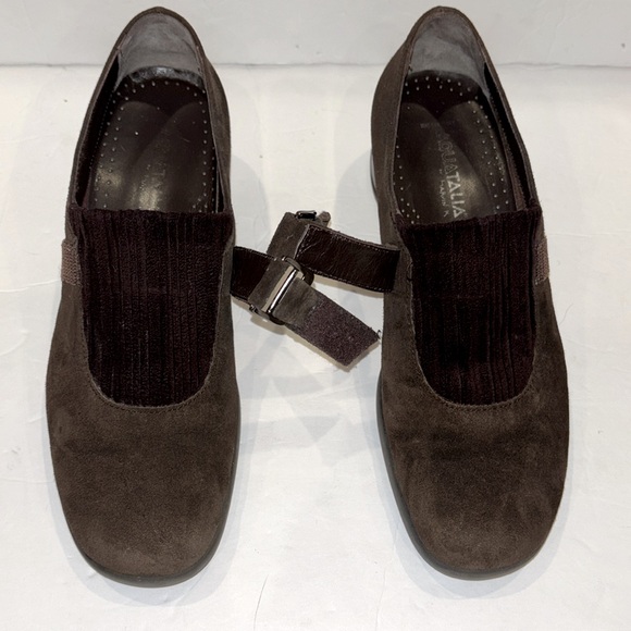 Aquatalia suede brown slide on wedge‎ loafer shoes size 7.5 - Picture 5 of 17